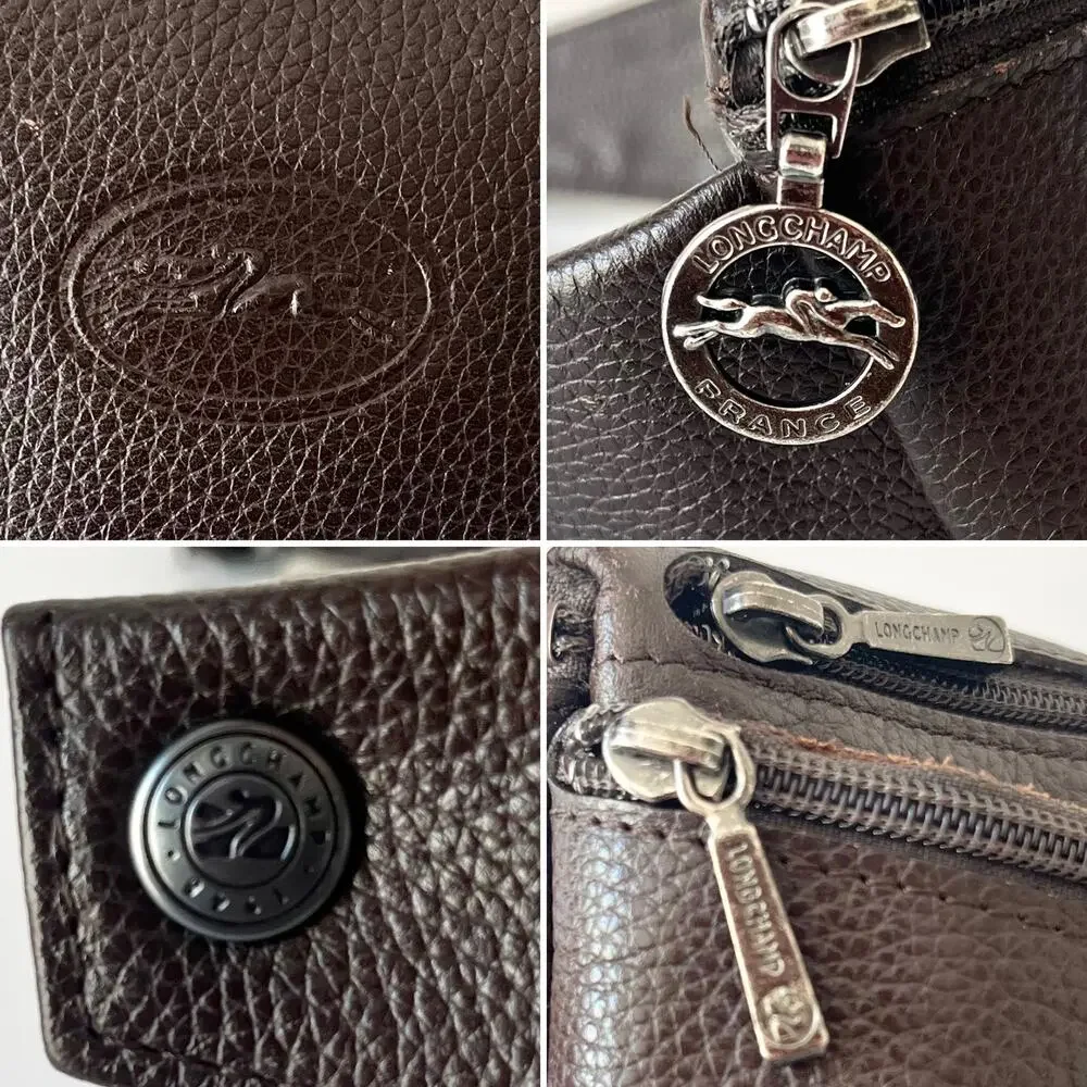 Longchamp Vintage Le Foulonne Pebbled Leather Belt Bag Fanny Pack Y2K Dark Brown